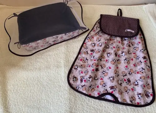 Kit Cesta e Puxa Saco de Patchwork