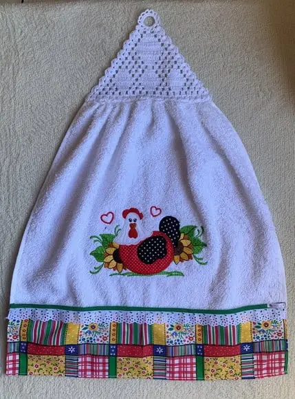 Kit de Bate Mão e Pano de Prato Galinha e Girassóis