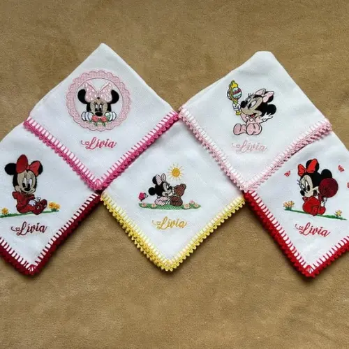 Kit Fraldas de Boca Bordadas Minnie