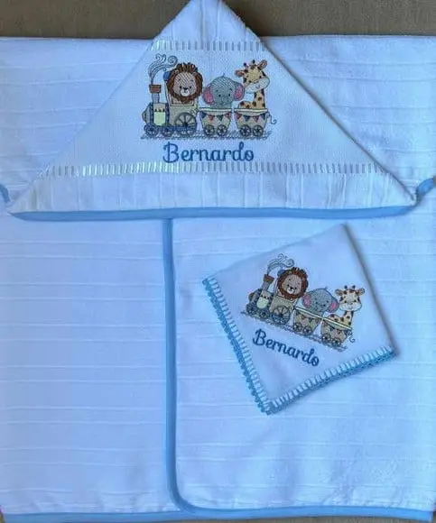 Kit para Bebê Toalha e Fralda de Boca Safari no Trem