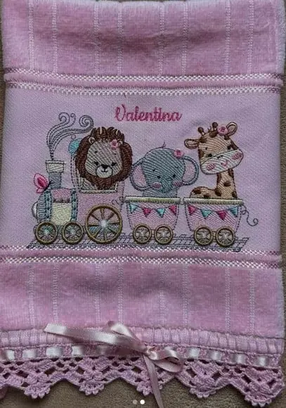 Kit Toalhinha e Fralda de Boca Safari no Trem Menina