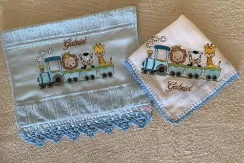 Kit Toalhinha e Fralda de Boca Safari no Trem
