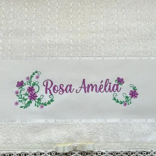 Toalha de Banho Bordada Feminina Floral