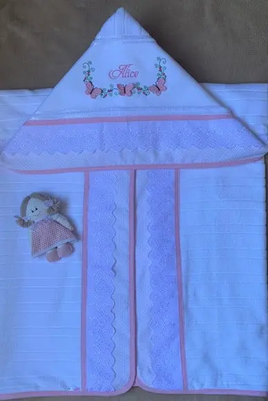 Toalha de Banho Infantil com Capuz Borboletas