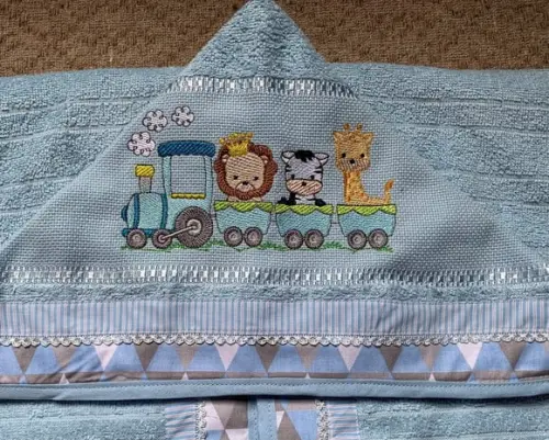 Toalha de Banho Infantil com Capuz Safari no Trem