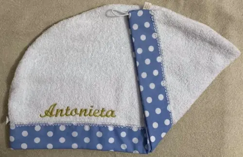 Toalha para Cabelo Branca com Azul