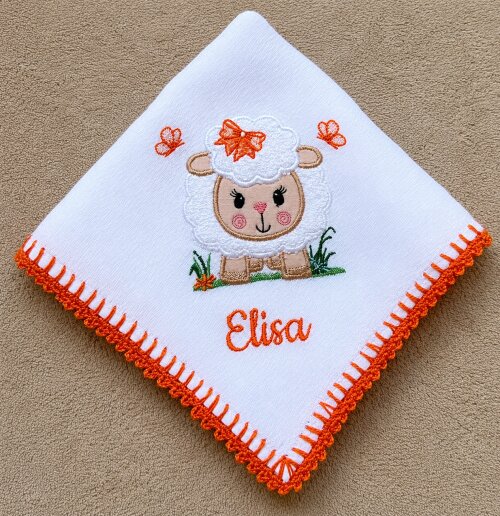 Kit Fraldas Bordadas Ovelha Laranja