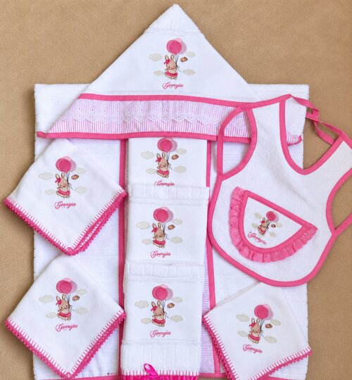 Kit Enxoval para Bebê Toalhas e Fraldas Coelhinha