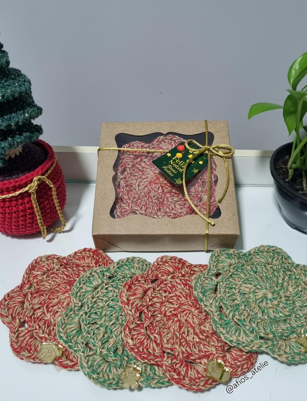 Kit 4 Porta Xícaras/copos em Crochê