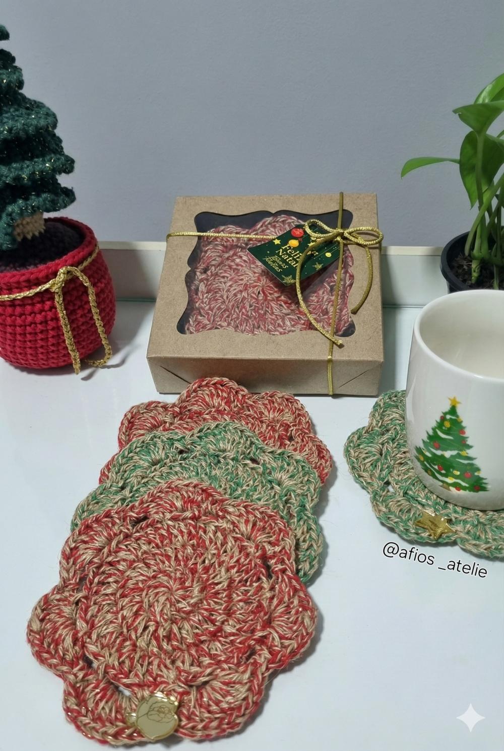 Kit 4 Porta Xícaras/copos em Crochê