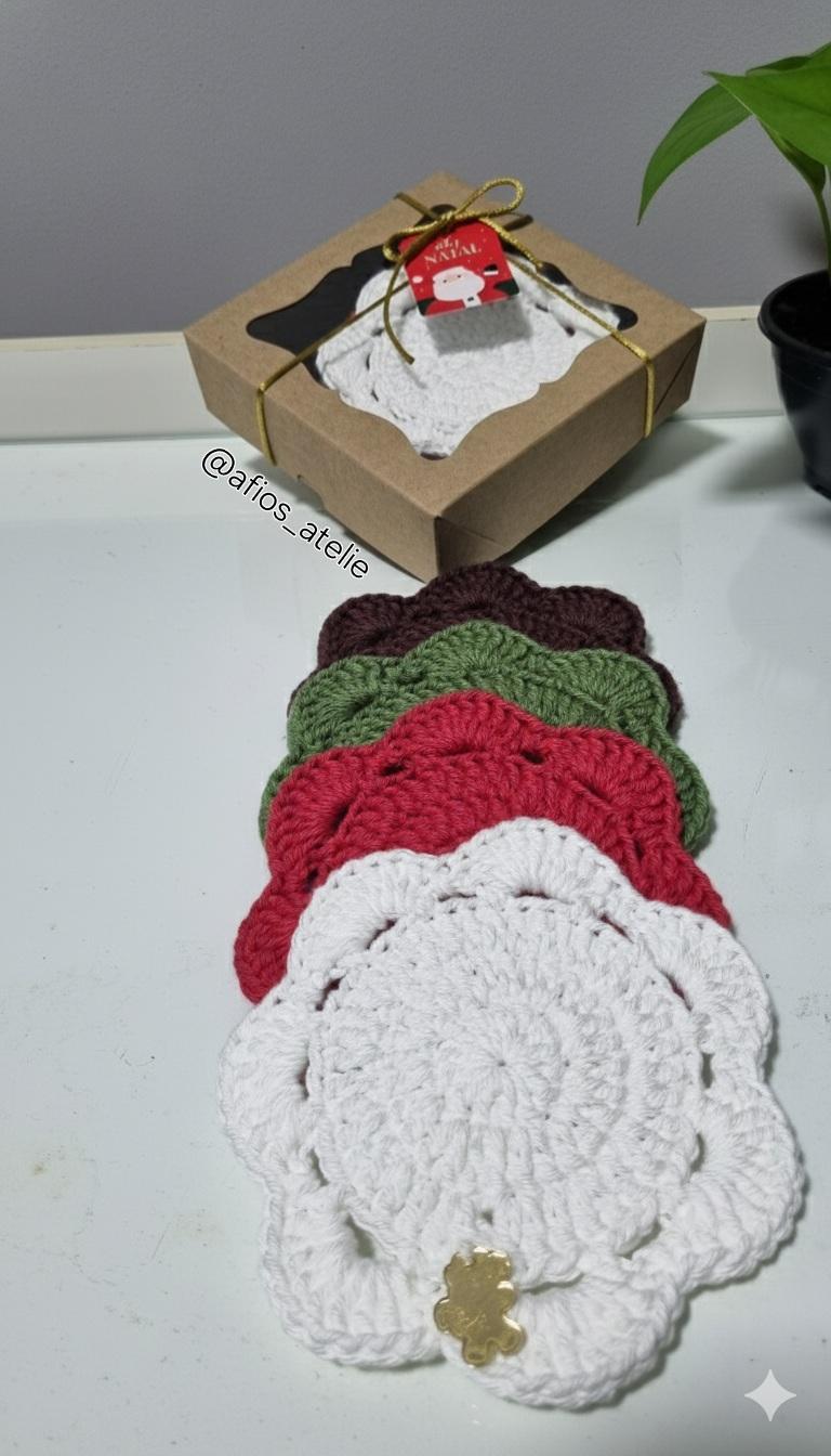 Kit 4 Porta Xícaras/copos em Crochê