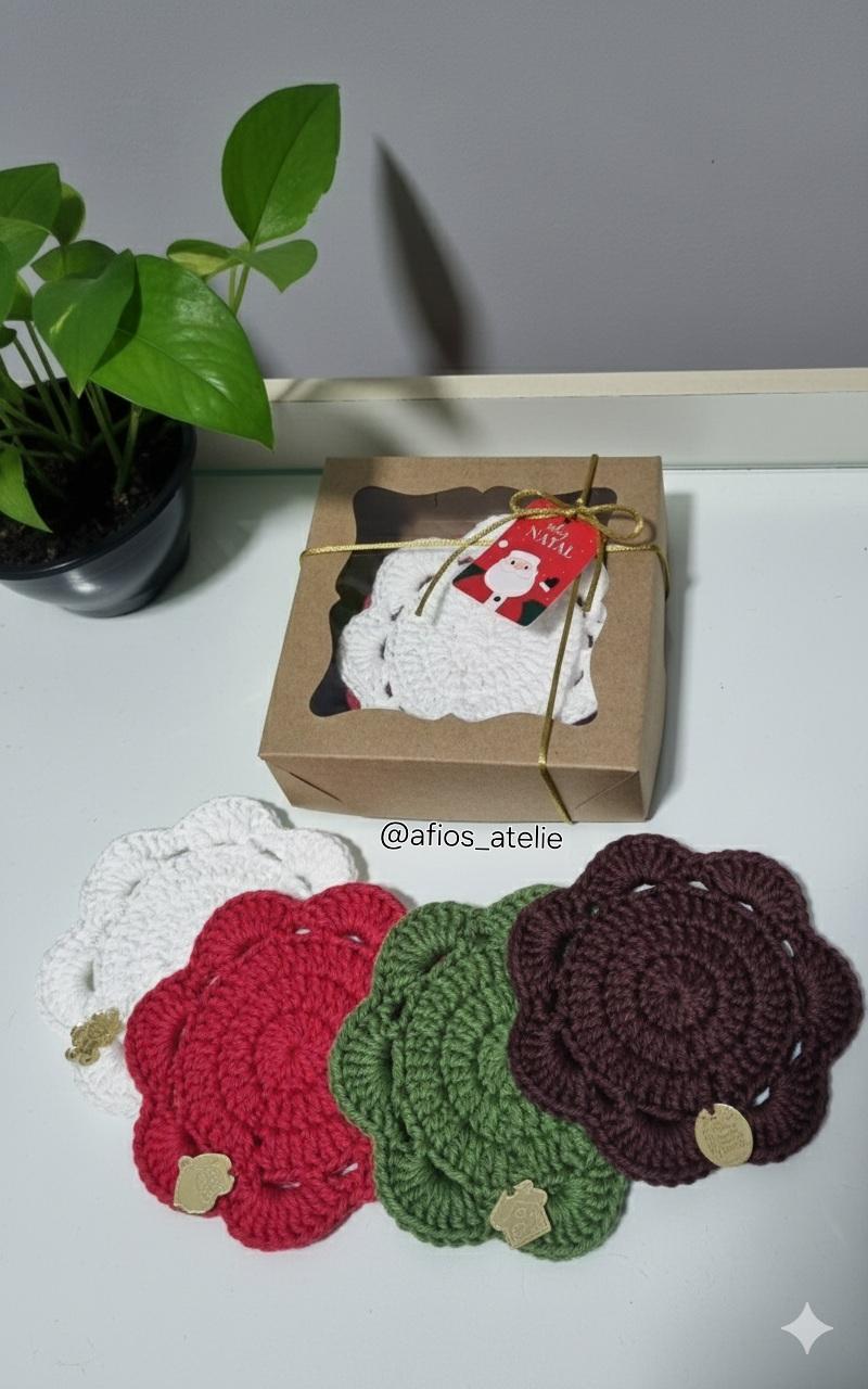 Kit 4 Porta Xícaras/copos em Crochê