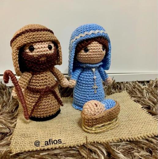 Sagrada Família II (José, Maria e Menino Jesus) em Amigurumi