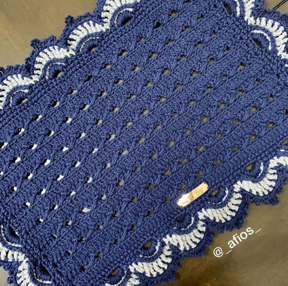 Sousplat Retangular Azul (jogo Americano) em Crochê