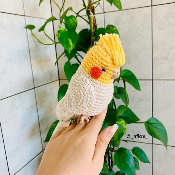 Calopsita Realista em Amigurumi