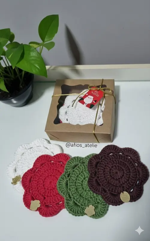 Kit 4 Porta Xícaras/copos em Crochê