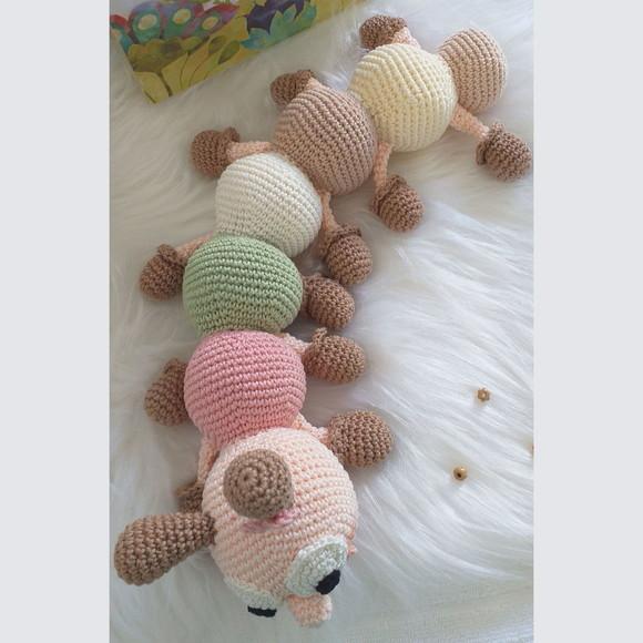 Bicho Sensorial Amigurumi para Bebês com Chocalho e Buzina