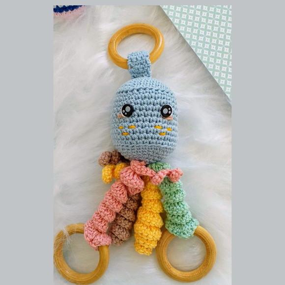 Chocalho Amigurumi Polvo Personalizado Bebê