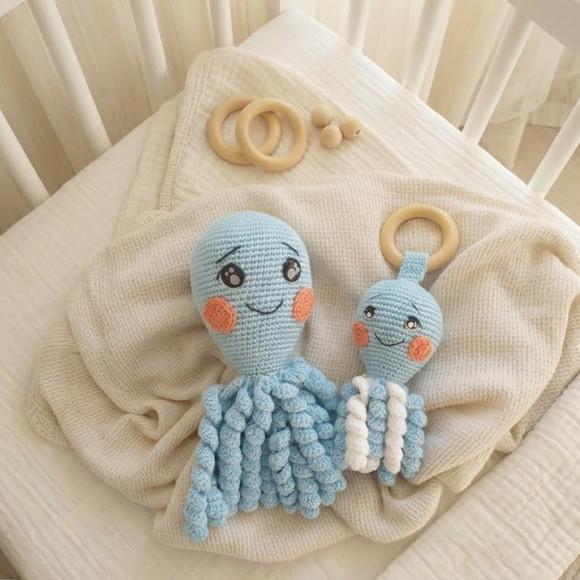 Kit Amigurumi Polvo Personalizado + Chocalho