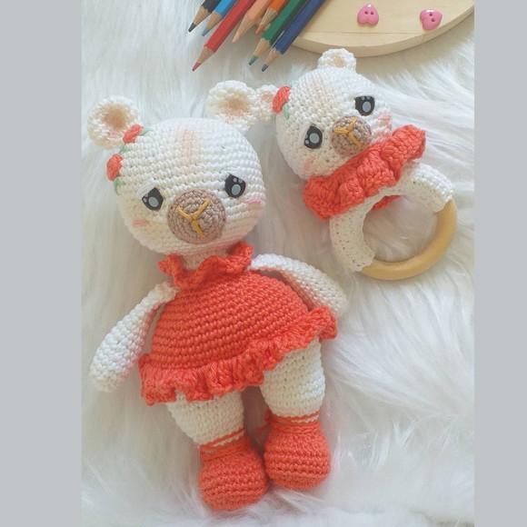 Kit Amigurumi Urso e Chocalho Personalizado