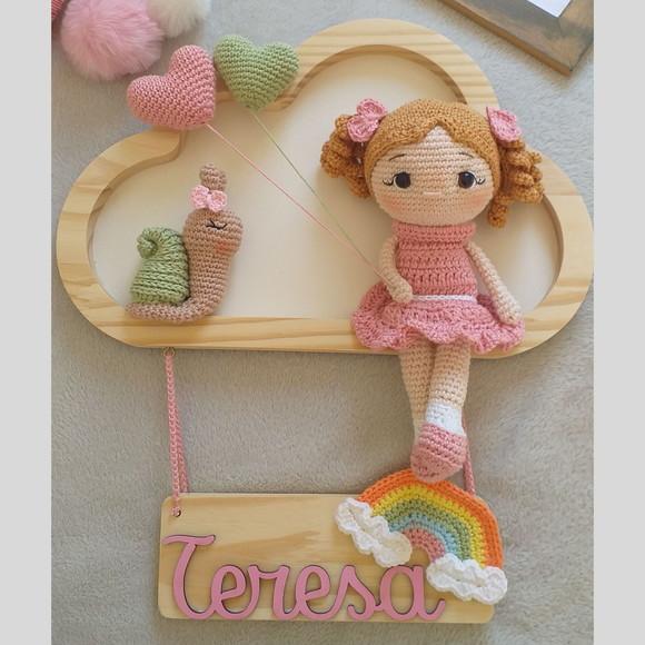 Porta Maternidade Personalizado Menina Amigurumi com Nome