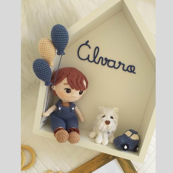 Porta Maternidade Personalizado Menino Amigurumi com Nome