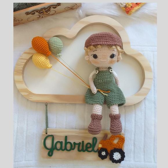Porta Maternidade Personalizado Menino Amigurumi com Nome