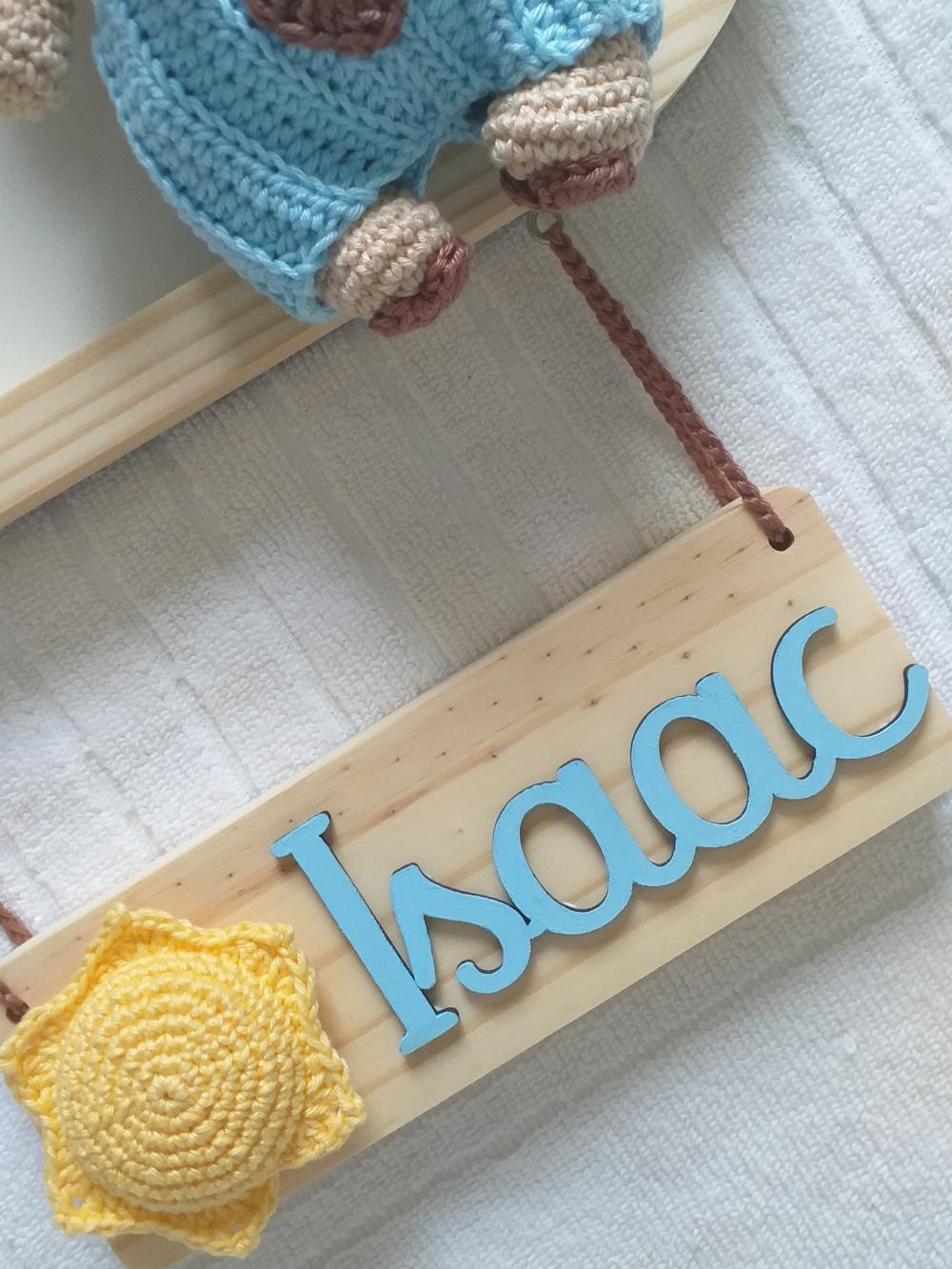 Porta Maternidade Ursinho Aviador Amigurumi Personalizado