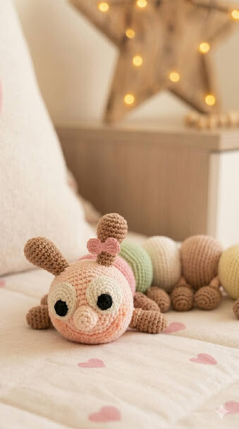 Bicho Sensorial Amigurumi para Bebês com Chocalho e Buzina
