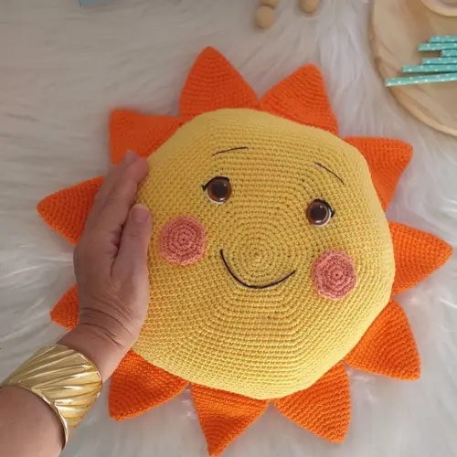 Almofada Personalizada Bebê Amigurumi Sol