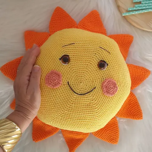 Almofada Personalizada Bebê Amigurumi Sol