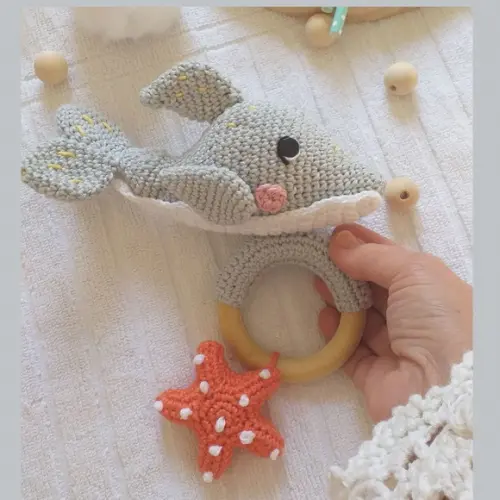 Chocalho Amigurumi Golfinho Personalizado