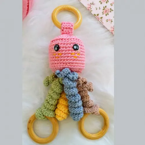 Chocalho Amigurumi Polvo Personalizado Bebê