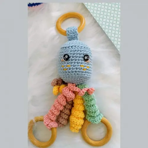 Chocalho Amigurumi Polvo Personalizado Bebê