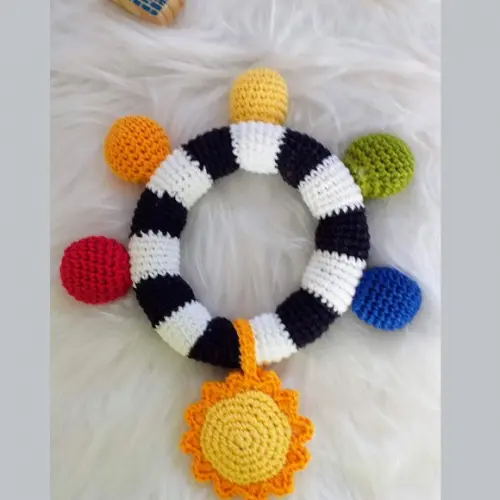 Chocalho Amigurumi Sol Personalizado Bebê