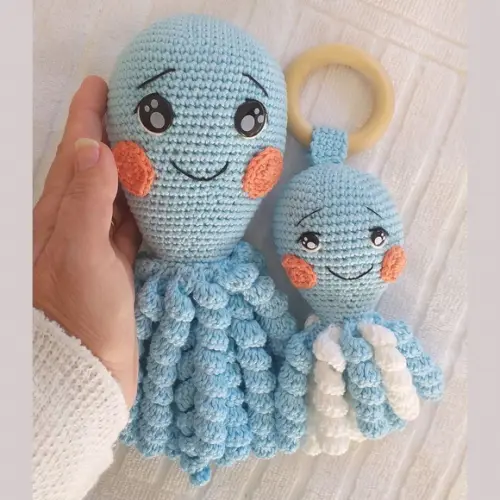 Kit Amigurumi Polvo Personalizado + Chocalho
