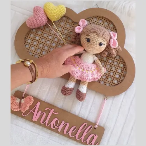 Porta Maternidade Personalizado Menina Amigurumi com Nome