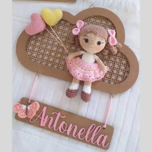 Porta Maternidade Personalizado Menina Amigurumi com Nome