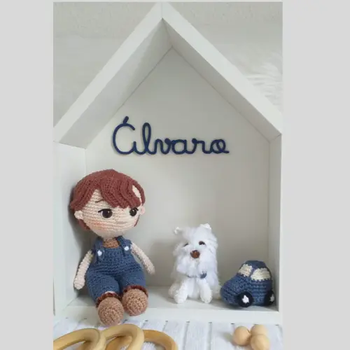 Porta Maternidade Personalizado Menino Amigurumi com Nome
