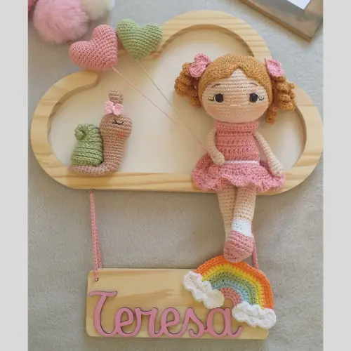 Porta Maternidade Personalizado Menina Amigurumi com Nome