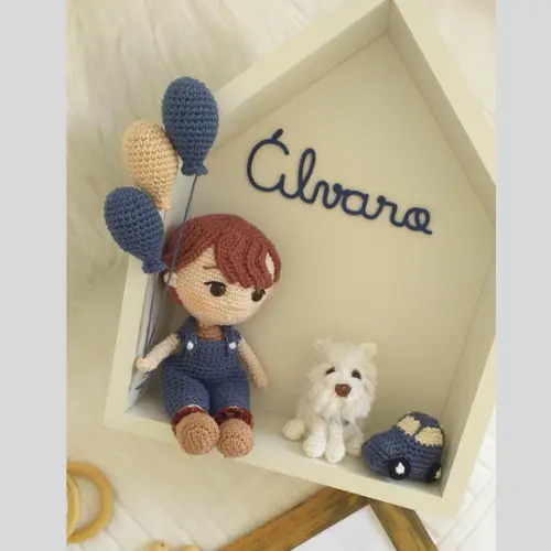 Porta Maternidade Personalizado Menino Amigurumi com Nome