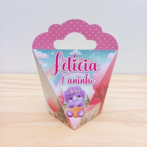 Caixa Coração Dino Baby Menina Rosa