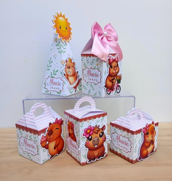 Kit 15 Caixas Tema Capivara Personalizadas