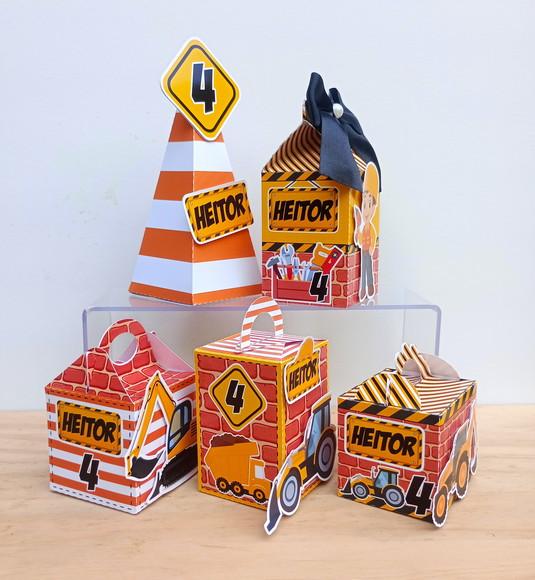 Kit 15 Caixas Tema Construção Personalizadas
