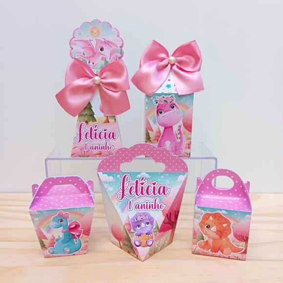 Kit 25 Caixas Dino Baby Personalizadas Menina