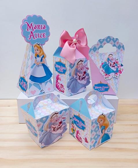 Kit 25 Caixas Personalizadas Alice no País das Maravilhas