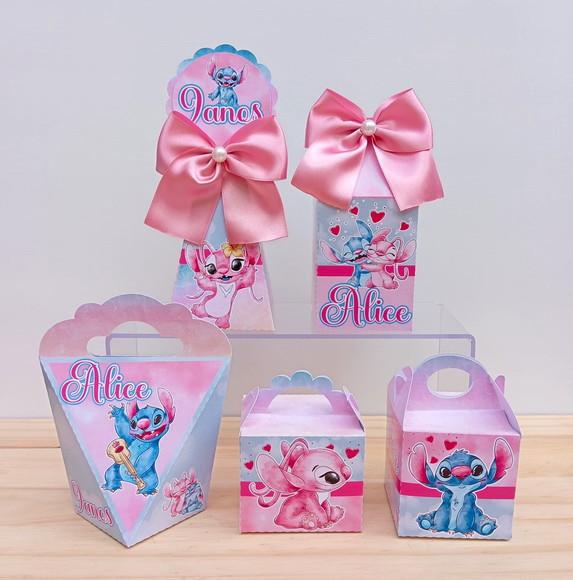 Kit 35 Caixas Stitch e Angel Personalizada