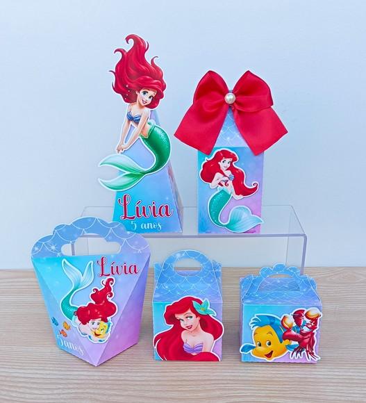Kit 50 Caixas Ariel a Pequena Sereia Personalizadas