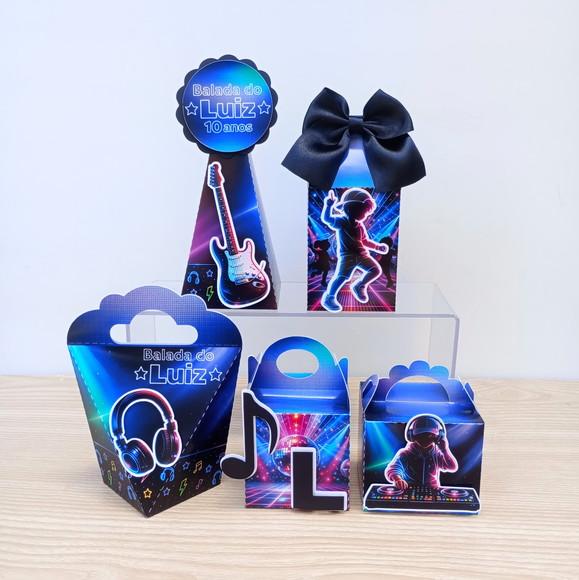 Kit 50 Caixas Balada Infantil Dj Neon Personalizadas
