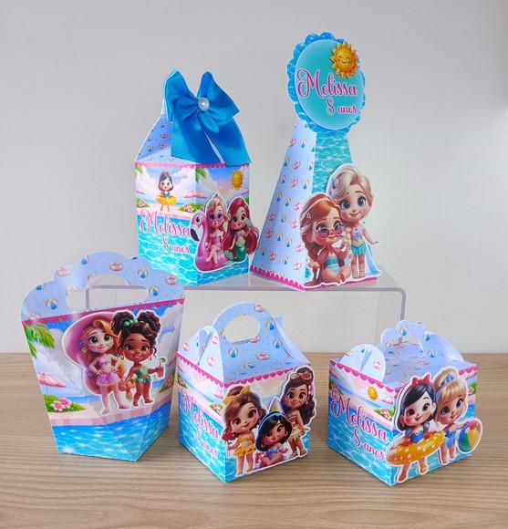 Kit 50 Caixas Princesas Disney Pool Party Personalizadas